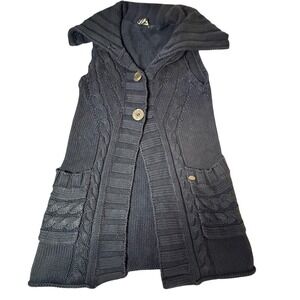 O'Neill Knit Sweater Vest Sleeveless Cardigan Pockets Button‎ Front Small